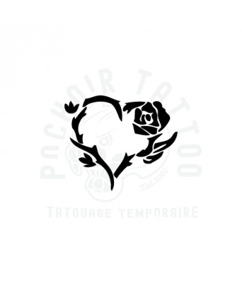 pochoir adhesif grande rose formant un coeur-pochoir tattoo