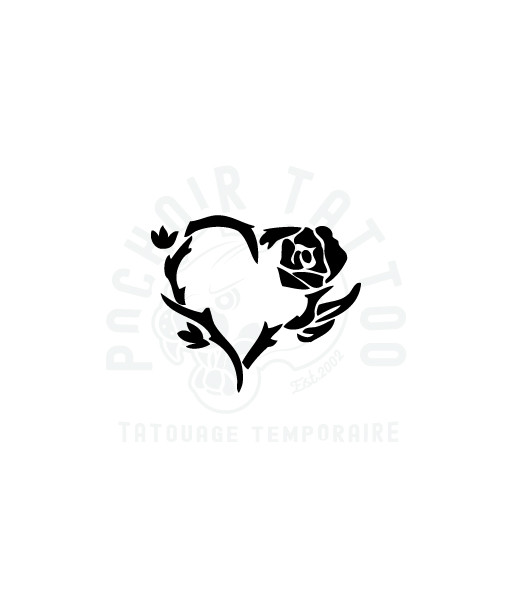 pochoir adhesif grande rose formant un coeur-pochoir tattoo