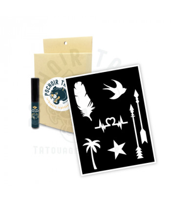 pochoir tattoo - Kit complet pour tatouage temporaire au pochoir