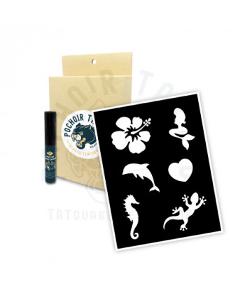 pochoir tattoo - Kit complet pour tatouage temporaire au pochoir