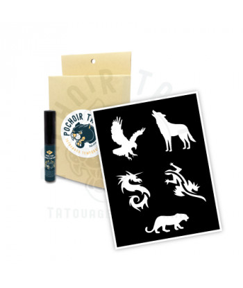 pochoir tattoo - Kit complet pour tatouage temporaire au pochoir