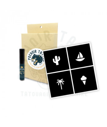 pochoir tattoo - Kit complet pour tatouage temporaire au pochoir