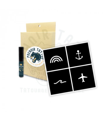 pochoir tattoo - Kit complet pour tatouage temporaire au pochoir
