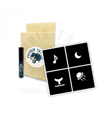 pochoir tattoo - Kit complet pour tatouage temporaire au pochoir