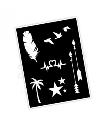 planche de pochoir pour tatouage éphémère - pochoir tattoo